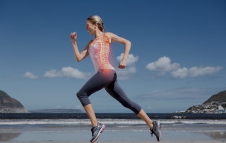 A happy runner with spine visible